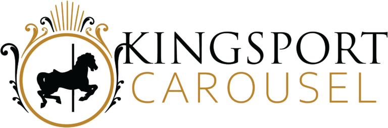Kingsport Carousel logo, with image of a carousel horse and the words 'Kingsport Carousel.'